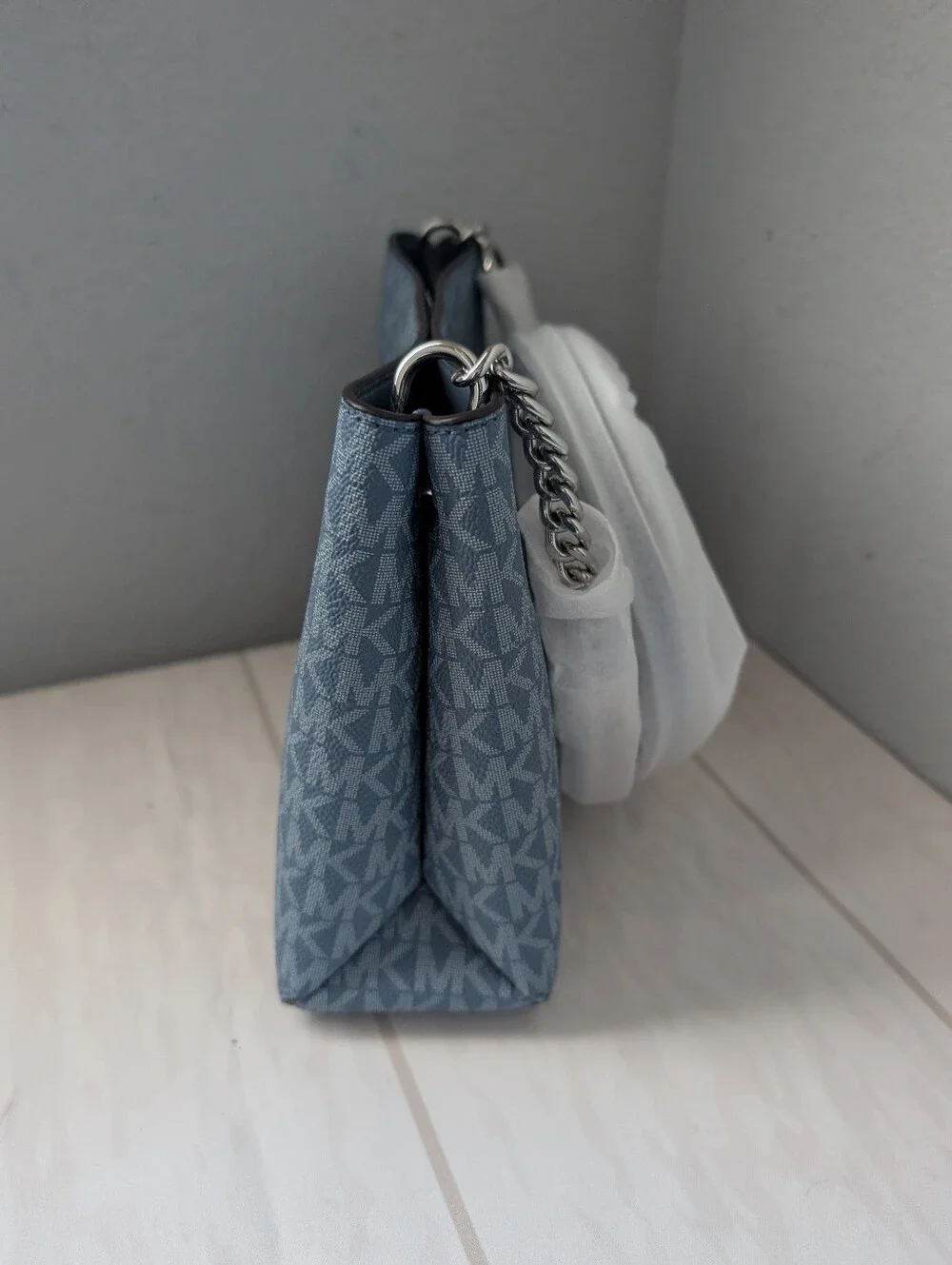 NWT Michael Kors Christina Small Signature Logo Crossbody Bag In Denim